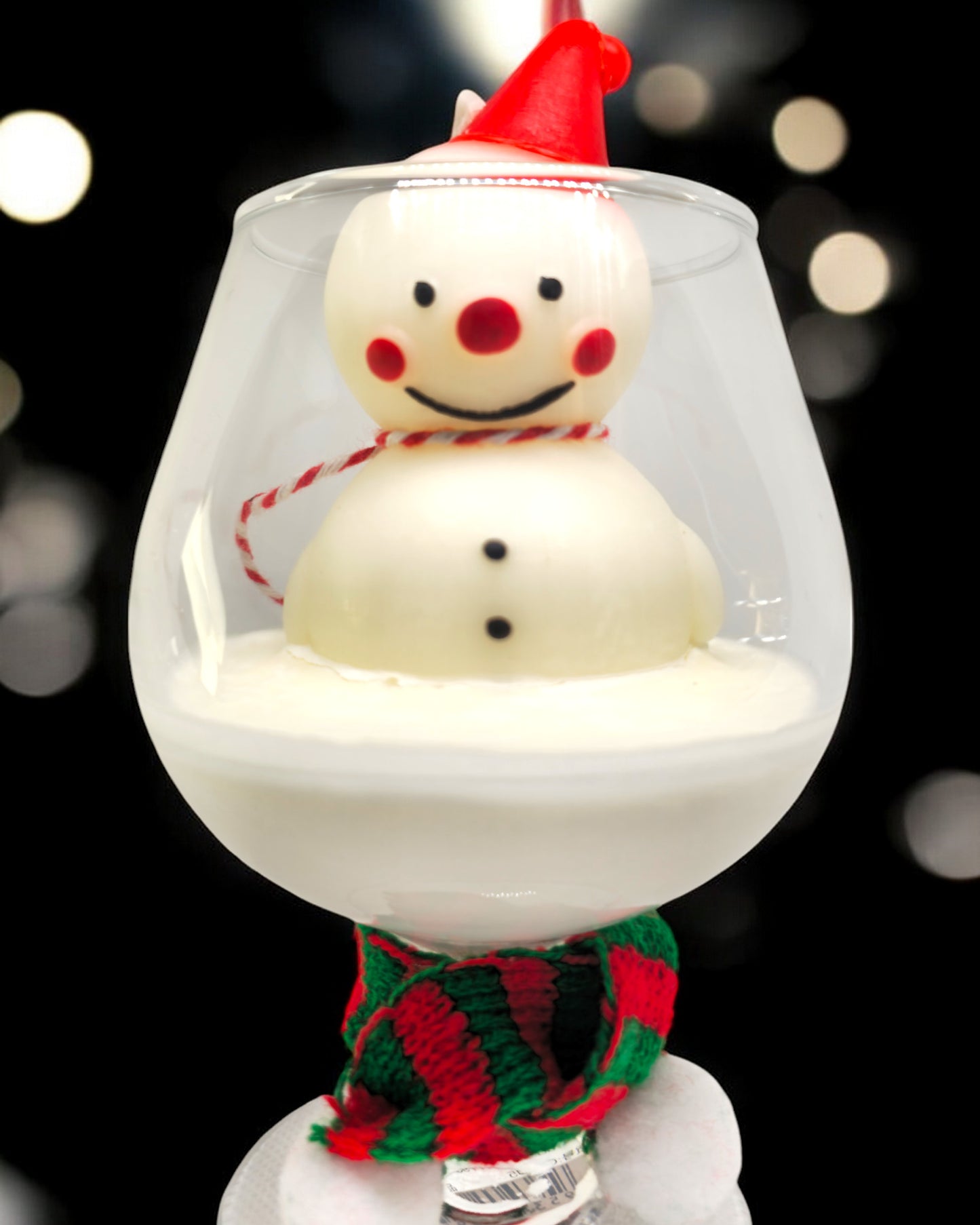 Snowman in Wine Glass Candle