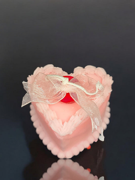 Strawberry Heart Cake Candle