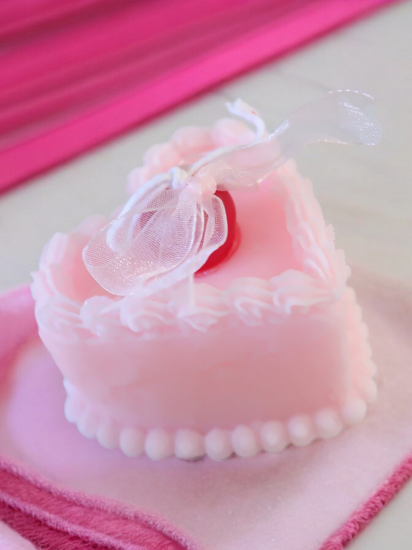 Strawberry Heart Cake Candle