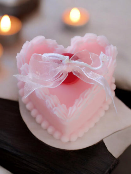 Strawberry Heart Cake Candle